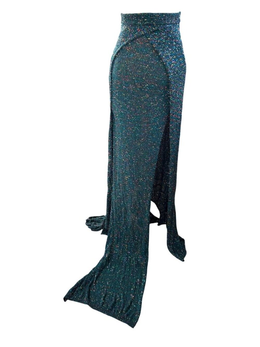 Loewe Women's Sz M Knotted-Hem sequined knitted midi skirt Glittery Maxi - Picture 2 of 16